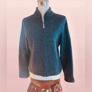 Vintage Herman Geist Gray Long Sleeve Full Zip Stand Collar Wool Jacket Size PL